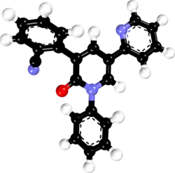 Ball-and-stick model of the perampanel molecule