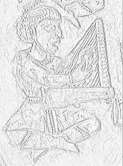 Illustration of harp player