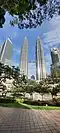 Petronas Twin Towers as seen from KLCC Park.