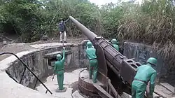 A Modèle 1910 coastal defense gun at Cat Ba Island Vietnam.