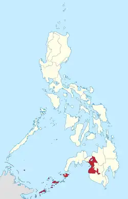 Map of the Philippines highlighting the Autonomous Region in Muslim Mindanao