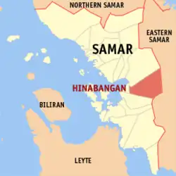 Map of Samar with Hinabangan highlighted