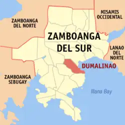 Map of Zamboanga del Sur with Dumalinao highlighted