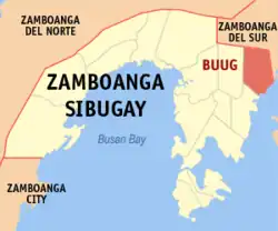 Map of Zamboanga Sibugay with Buug highlighted