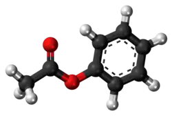 Ball-and-stick model of the phenyl acetate molecule