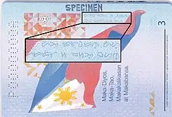 Philippine passport showing the Baybayin script