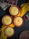 Phirni garnished with saffron