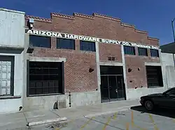 Arizona Hardware Supply Company Warehouse was built in 1930 and is located at 22 E. Jackson St. Designated as a landmark with Historic Preservation-Landmark (HP-L) overlay zoning. Listed in the Phoenix Historic Property Register.