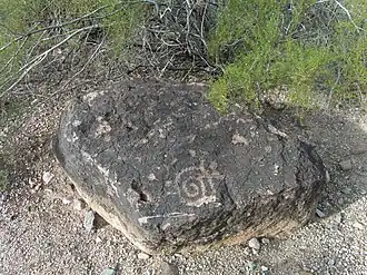 This Petroglyph with a spiral figure carved into it was made by the Hohokams over 1000 years ago.