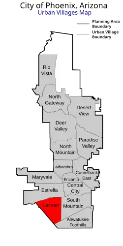 Location of Laveen highlighted in red