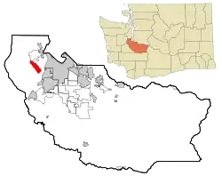Location of Fox Island in Pierce County, Washington