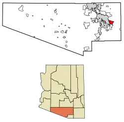 Location of Rincon Valley in Pima County, Arizona.