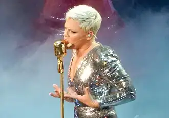 Pink at the Beautiful Trauma World Tour