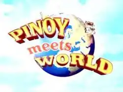 An image of Earth's illustration, over a blue background with clouds. The show title is displayed on the center of the image.