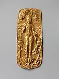 Gold plaque with Standing Buddha