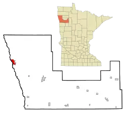 Location of East Grand Forks in Polk County, Minnesota
