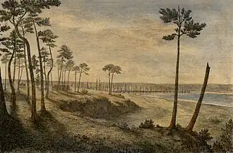 Colored print is labeled "Bridge of boats across the Adour below Bayonne".