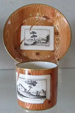 From a service imitating prints and wood