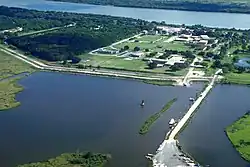 Aerial view of Port Sulphur, Louisiana on the Mississippi River