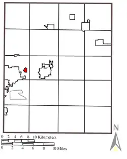 Location in Portage County showing former village boundaries