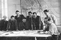 Employees of the Warsaw Reconstruction Office in the Śródmieście urban planning studio