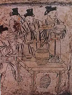 Aohan tomb of men preparing drinks