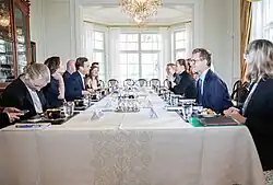 Prime Minister of Finland Sanna Marin and Prime Minister of Sweden Ulf Kristersson held negotiations in Kesäranta 2022