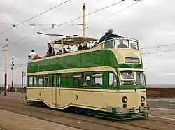 Open-topped Balloon tram No. 706 Princess Alice at Bispham