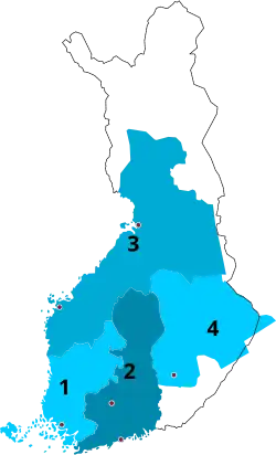 1743-1747 1 Turku and Pori 2 Uusimaa and Tavastia 3 Ostrobothnia 4 Savonlinna and    Kymenkartano
