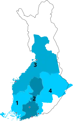 1747-1776 1 Turku and Pori 2 Uusimaa and Tavastia 3 Ostrobothnia 4 Kymenkartano and    Savonia