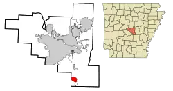 Location in Pulaski County and the state of Arkansas