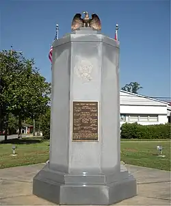 Purvis War Memorial, located on the grounds of the Lamar County Courthouse.