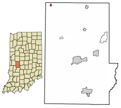 Location of Russellville in Putnam County, Indiana.