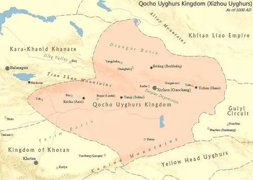 Territory of Qocho c. 1000.