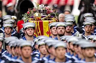 The Queen's coffin paraded