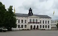 The Town Hall ("Rådhuset") in Köping. The open space in front of it is the town square, which is open to market stalls and public events