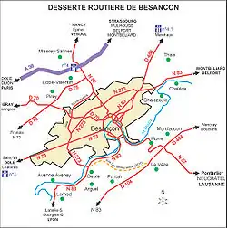 Road network of Besançon
