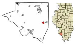 Location of Steeleville in Randolph County, Illinois.