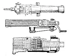 Section of the 25-barrel Reffye mitrailleuse ("Canon à balles"), 1897