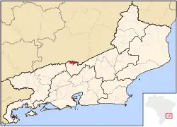 Location of Comendador Levy Gasparian in the state of Rio de Janeiro