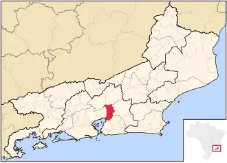 Location of Guapimirim in the state of Rio de Janeiro