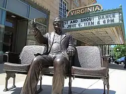 A statue of Roger Ebert outside the Virginia Theater.