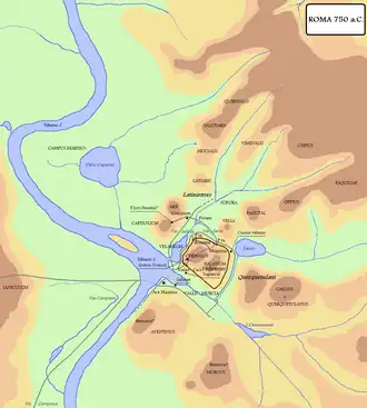 Map showing Rome under the rule of Romulus