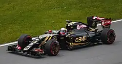 Romain Grosjean driving the Lotus E23 Hybrid at the 2015 Canadian Grand Prix.