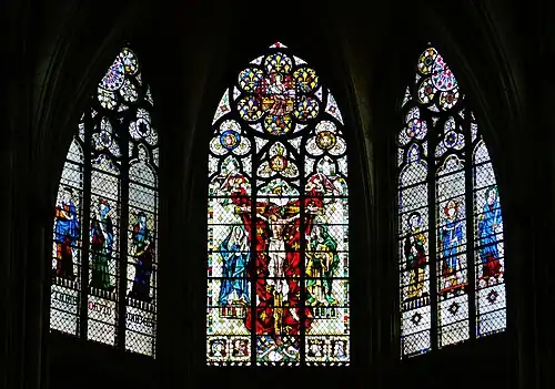 Saint-Ouen Abbey, Rouen (completed 15th century) had a full range of colors, set against a white background.