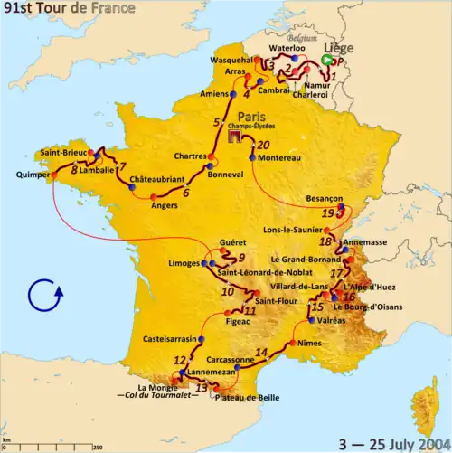Route of the 2004 Tour de France