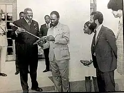 Roy Innis with CORE aides and Doris Funnye Innis, awarding Jomo Kenyatta CORE Lifetime Membership