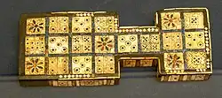 One of the five game boards for Royal Game of Ur found by Sir Leonard Woolley in the Royal Cemetery at Ur, now held in the British Museum, dated to c. 2500 BCE