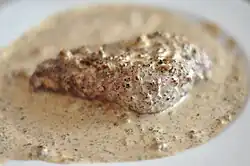 Rump steak in a morel mushroom sauce