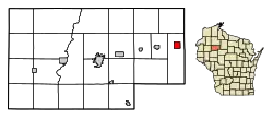 Location of Hawkins in Rusk County, Wisconsin.
